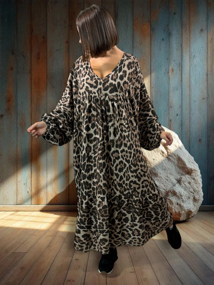 ANOUSHKA - ROBE LEOPARD BEIGE JUSQU'A LA TAILLE 56