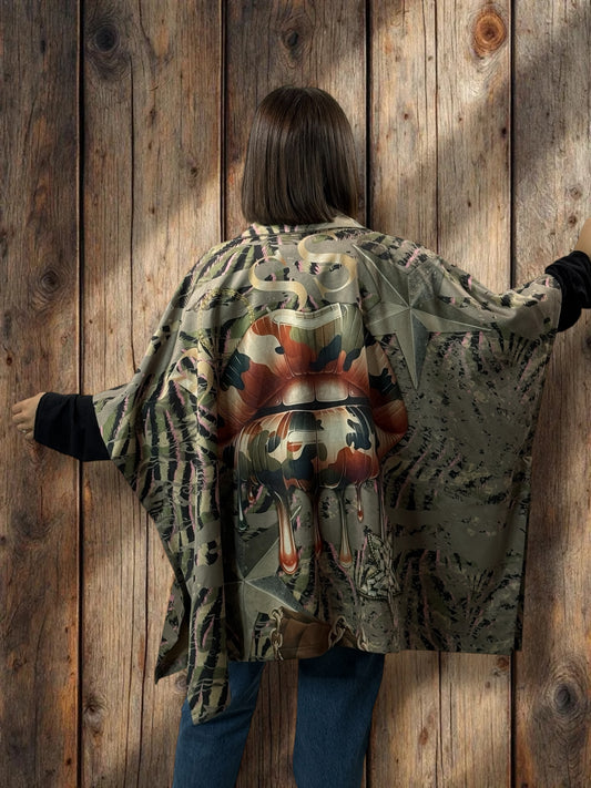 CEZANNE - VESTE CAPE EN SUEDINE JUSQU'A LA TAILLE 60