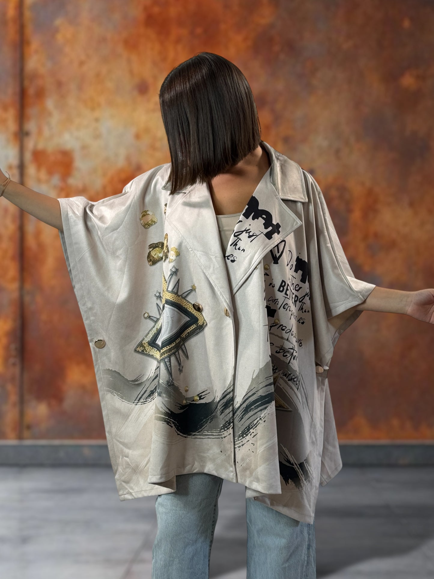CEZANNE - VESTE CAPE EN SUEDINE JUSQU'A LA TAILLE 60
