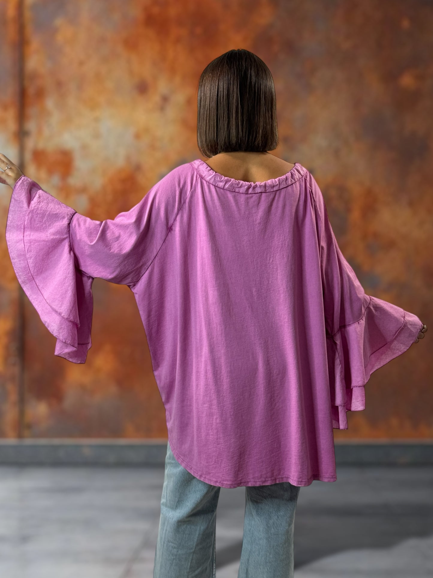 EMILIE - BLOUSE LILAS EN COTON OVERSIZE JUSQU'A LA TAILLE 52