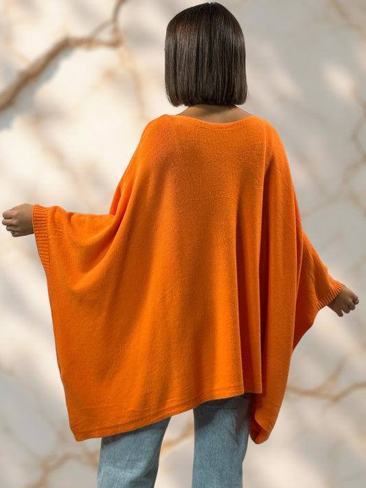 NICKO - PULL OVERSIZE ORANGE JUSQU'A LA TAILLE 60