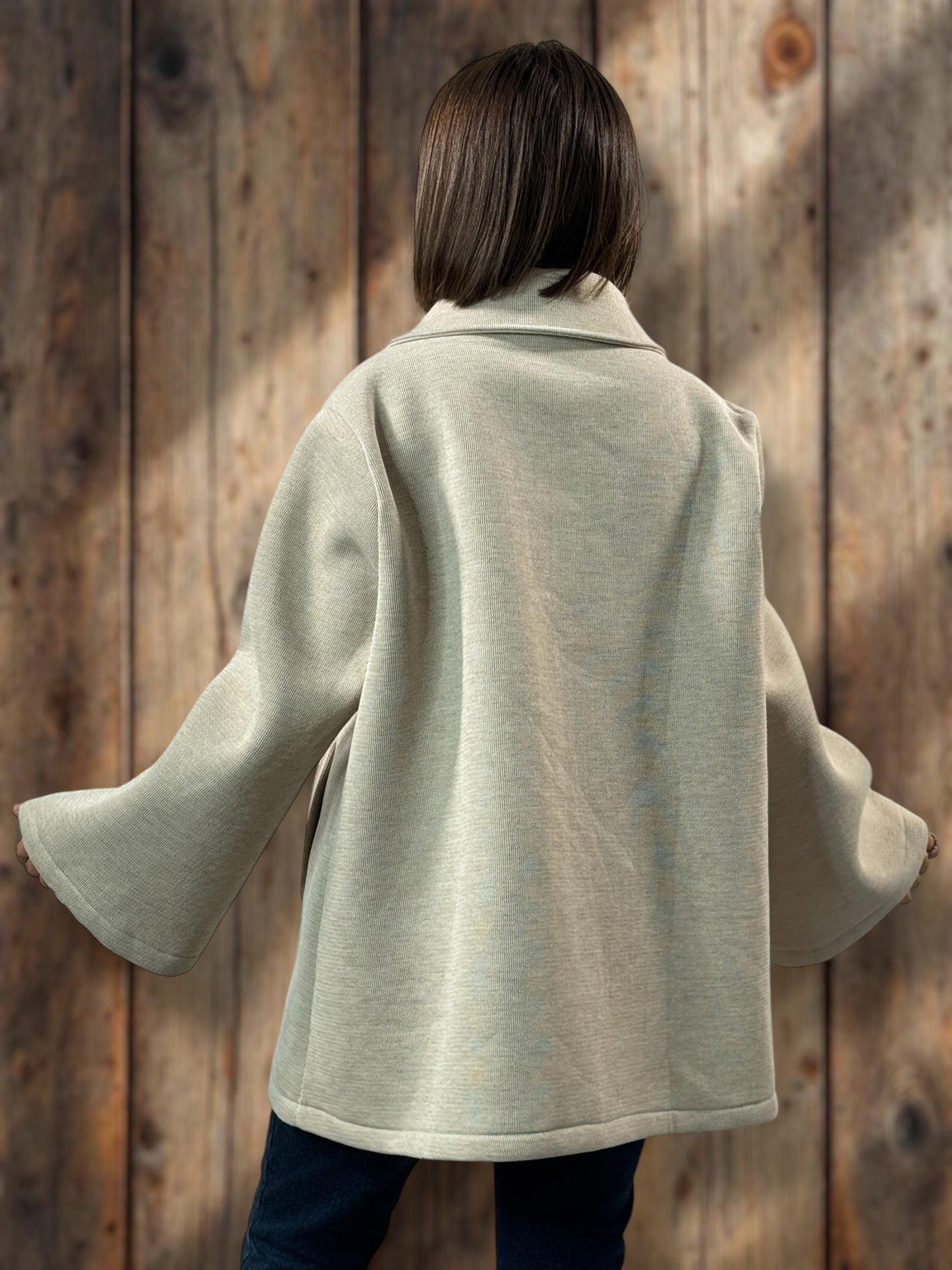 ROSALINA - VESTE OVERSIZE BEIGE JUSQU'A LA TAILLE 52