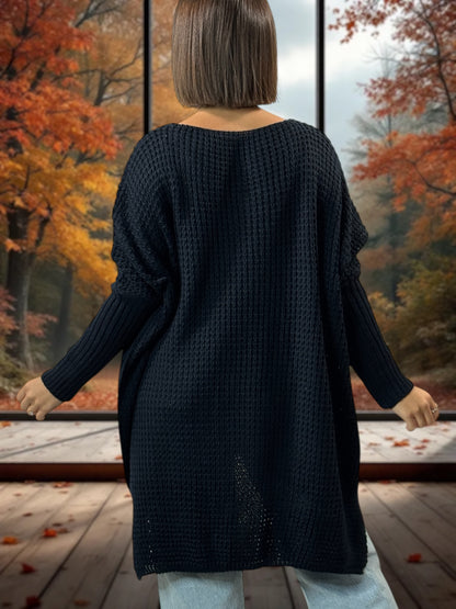 LOVELY - PULL OVERSIZE MARINE JUSQU'A LA TAILLE 56/58