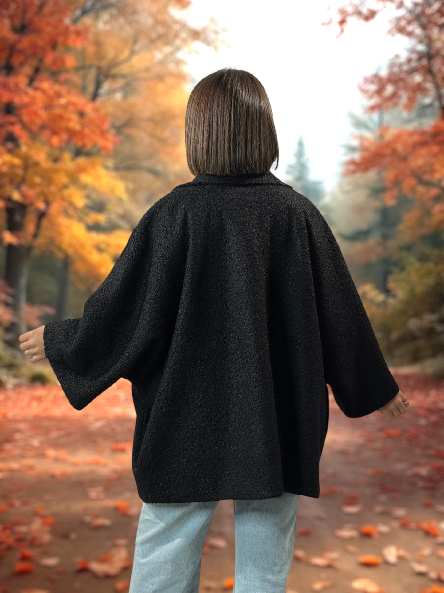 RUBY - VESTE OVERSIZE NOIRE JUSQU'A LA TAILLE 56