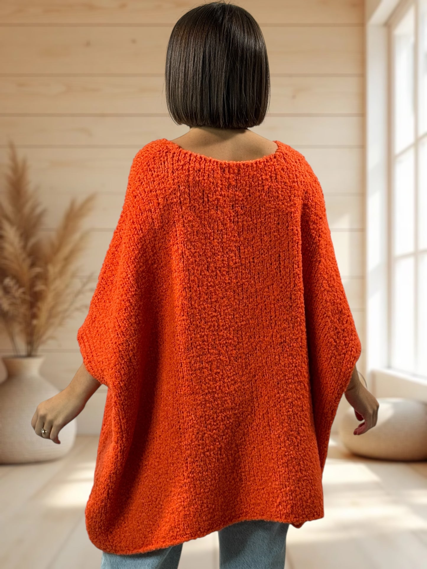 CAMILLE - PULL ORANGE OVERSIZE JUSQU'A LA TAILLE 58