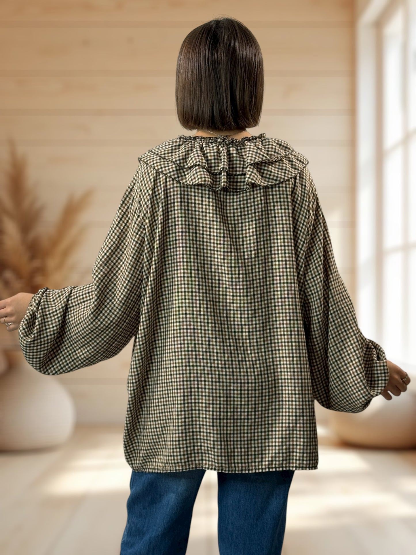 COLINE - BLOUSE A PETITS CARREAUX  JUSQU'A LA TAILLE 52/54