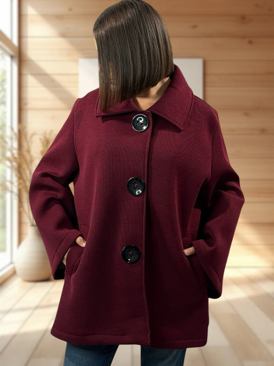 ROSALINA - VESTE OVERSIZE BORDEAUX JUSQU'A LA TAILLE 52