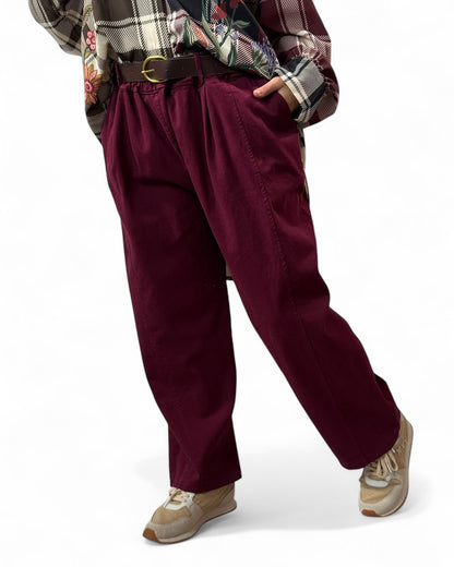 DIMITRI - PANTALON BORDEAUX AVEC CEINTURE JUSQU'A LA TAILLE 54