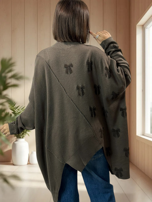 ANTONINO - PULL MARRON OVERSIZE EN MAILLE JUSQU'A LA TAILLE 58