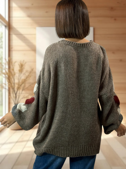 ETHAN - PULL OVERSIZE TAUPE JUSQU'A LA TAILLE 50