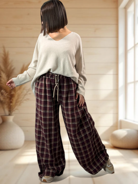 NEWCASTLE - PANTALON ECOSSAIS BORDEAUX JUSQU'A LA TAILLE 52