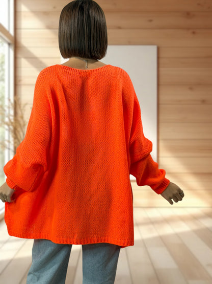 LUCIA - PULL OVERSIZE ORANGE JUSQU'A LA TAILLE 54