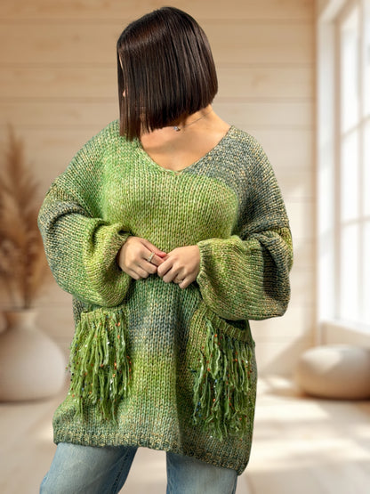 CHACHA REF1 - PULL OVERSIZE VERT AVEC LUREX JUSQU'A LA TAILLE 54/56