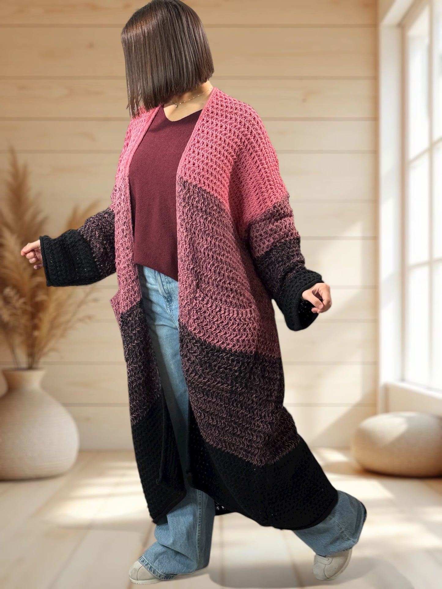 BILBAO - LONG GILET OVERSIZE 2 POCHES JUSQU'A LA TAILLE 54