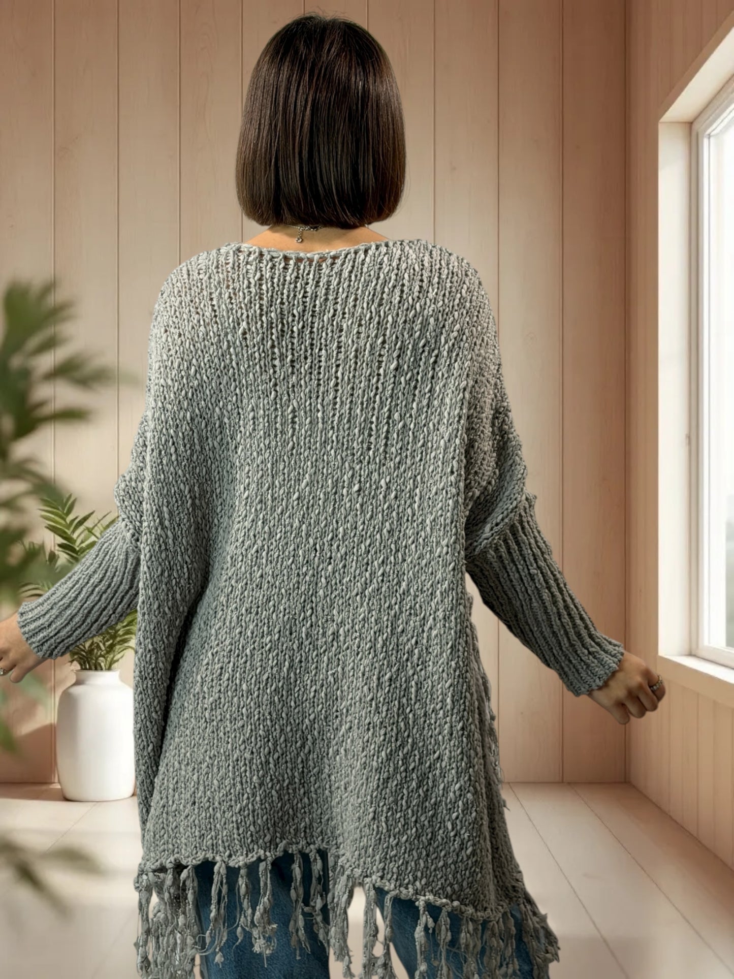 SHEILA - PULL OVERSIZE GRIS JUSQU'A LA TAILLE 56