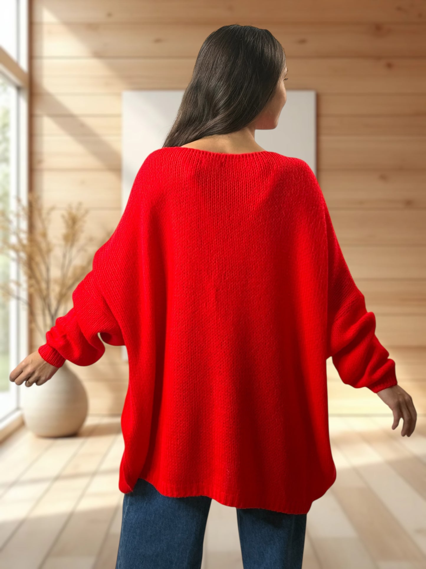 JAMES - PULL OVERSIZE ROUGE JUSQU'A LA TAILLE 56