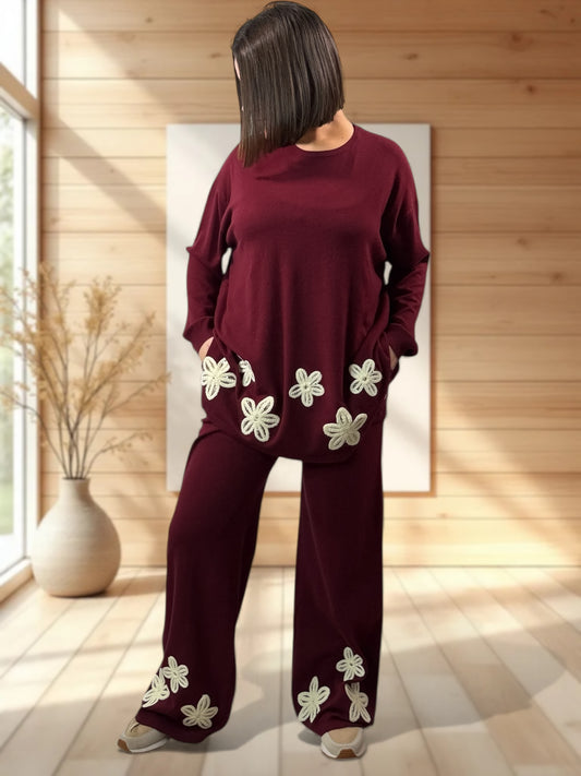 CLEMENTINE - ENSEMBLE EN MAILLE BORDEAUX JUSQU'A LA TAILLE 50