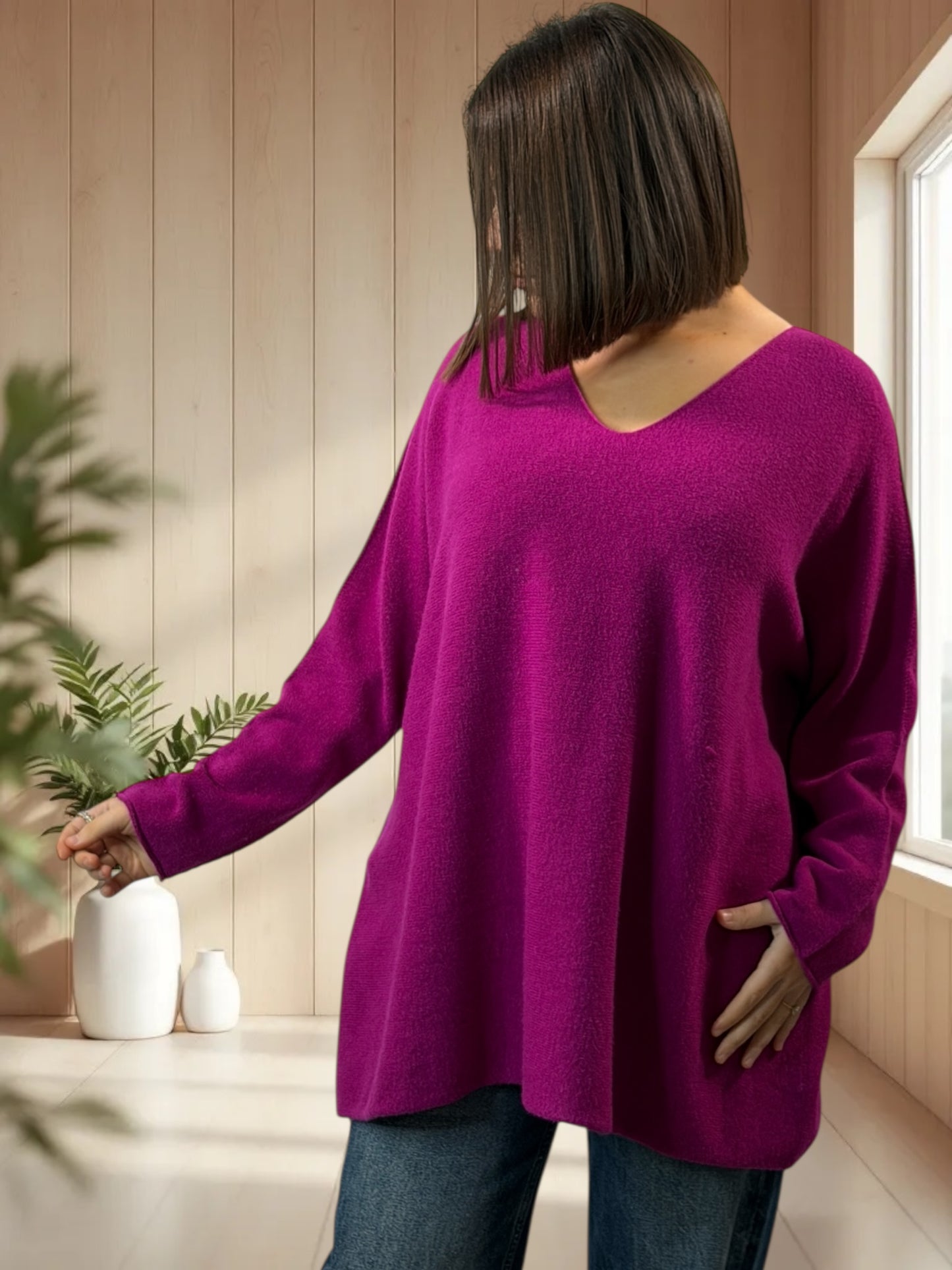 PAOLA - PULL OVERSIZE CYCLAMEN JUSQU'A LA TAILLE 54/56