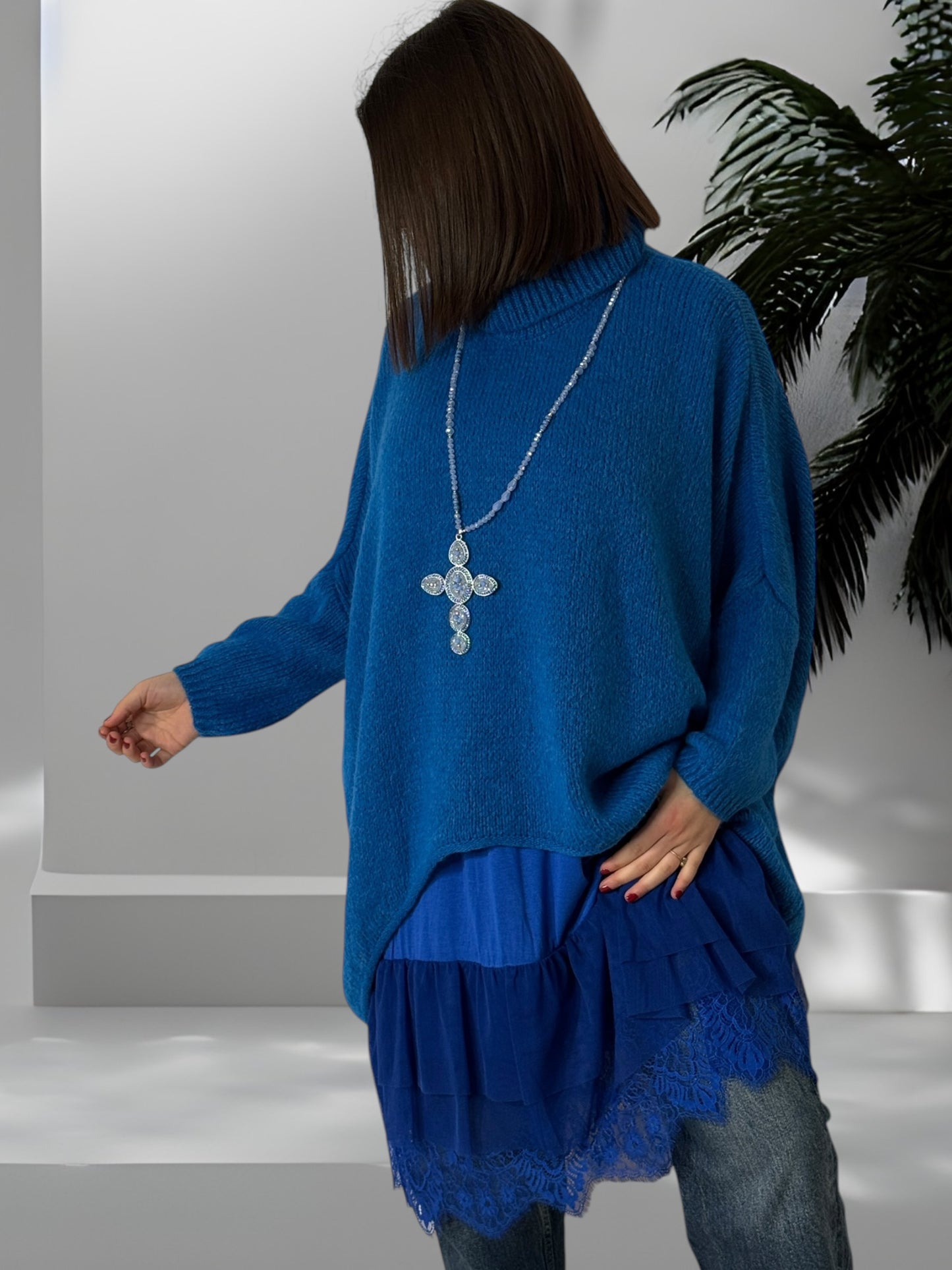 CHARLINE - FOND DE ROBE BLEUE TAILLE 44/46 A 56