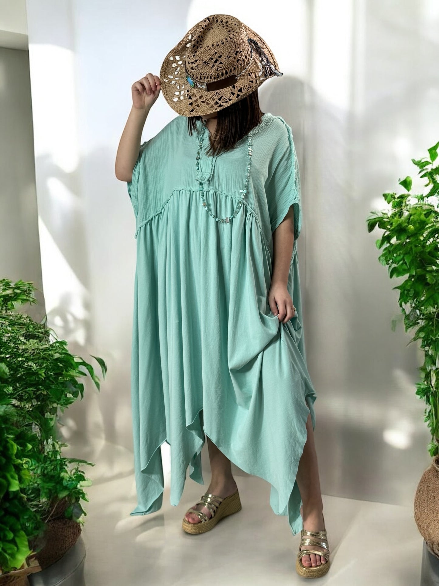 MONICA - ROBE LAGON ASYMETRIQUE JUSQU'A LA TAILLE 54/56