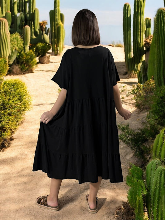 ELSA - ROBE NOIRE OVERSIZE JUSQU'A LA TAILLE 56