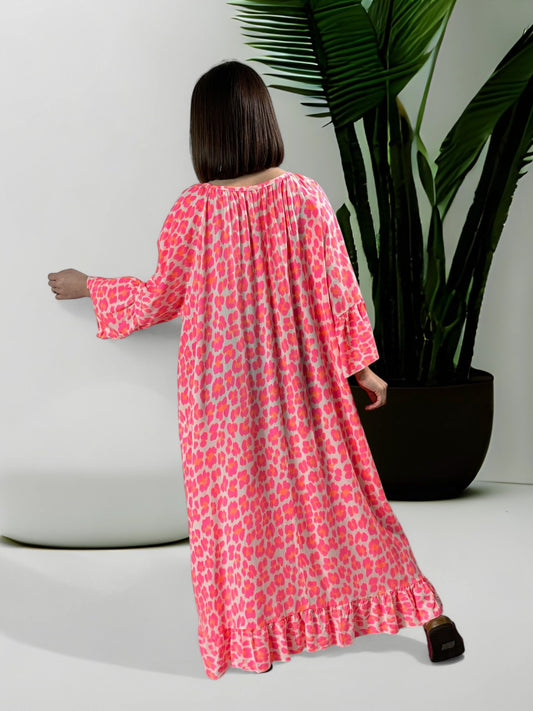 LALOLITA - ROBE LEOPARD FUCHSIA JUSQU'A LA TAILLE 54/56