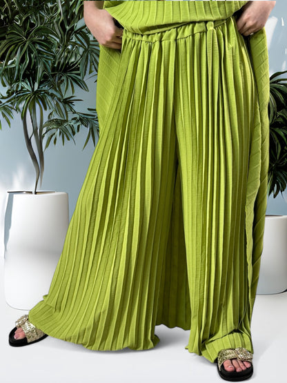 COCKTAIL - ENSEMBLE VERT TUNIQUE ET PANTALON  OVERSIZE JUSQU'A LA TAILLE 56