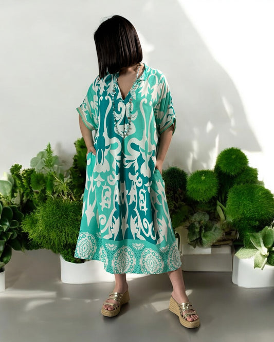 LALY - ROBE OVERSIZE MOTIF LAGON JUSQU'A LA TAILLE 54
