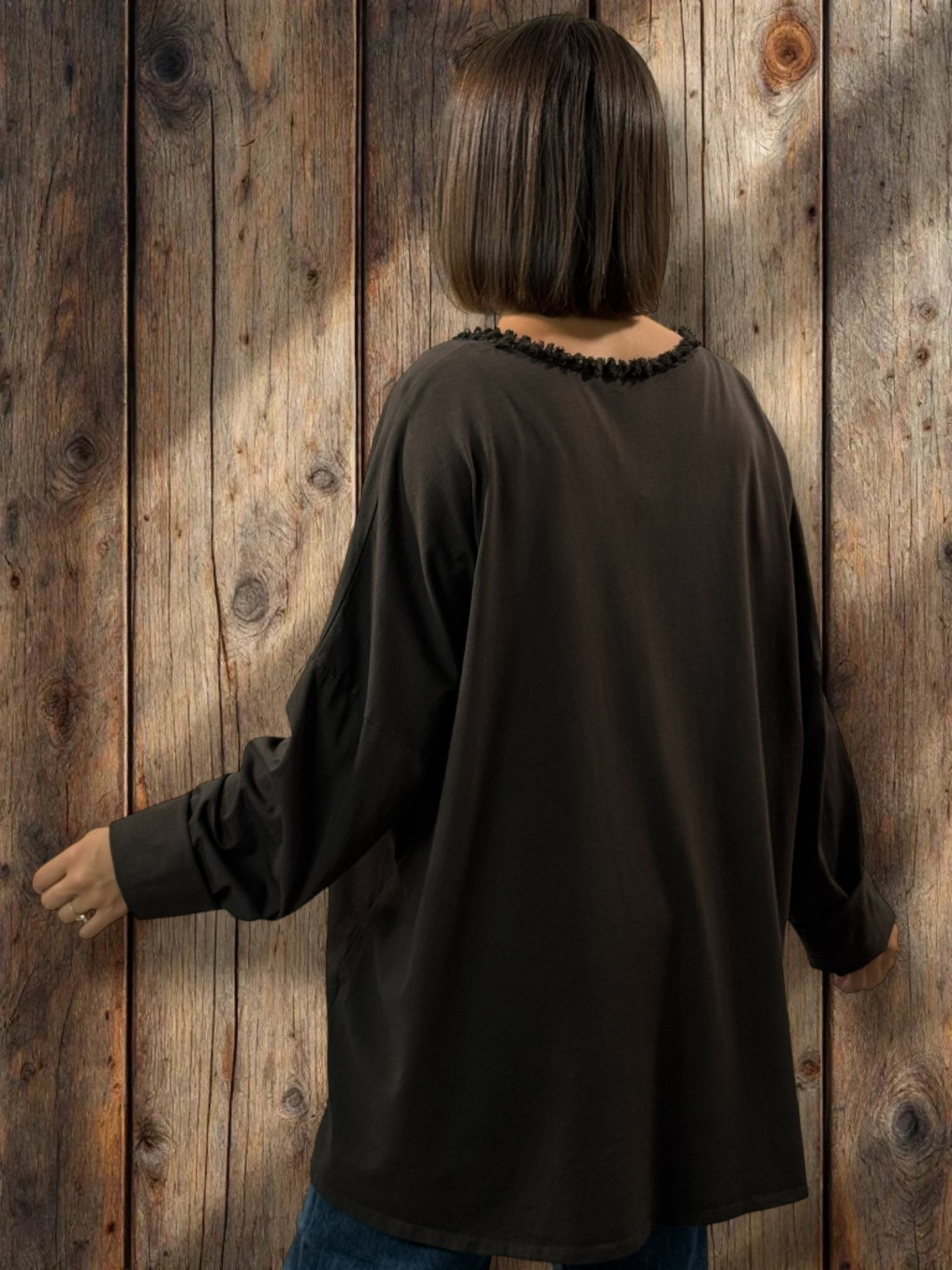 ESTEBAN - T-SHIRT MARRON MANCHES LONGUES JUSQU'A LA TAILLE 56