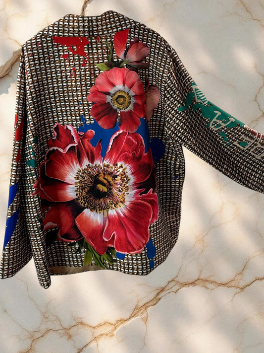 MARICAO - VESTE OVERSIZE MOTIF FLEUR JUSQU'A LA TAILLE 52