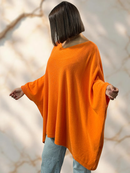 NICKO - PULL OVERSIZE ORANGE JUSQU'A LA TAILLE 60