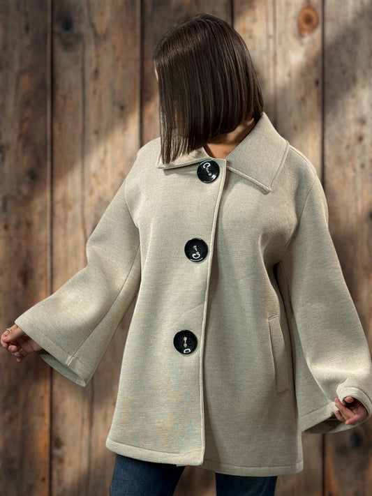 ROSALINA - VESTE OVERSIZE BEIGE JUSQU'A LA TAILLE 52