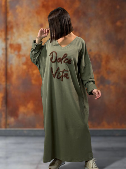NINON - ROBE OVERSIZE KAKI DOLCE VITA JUSQU'A LA TAILLE 54/56