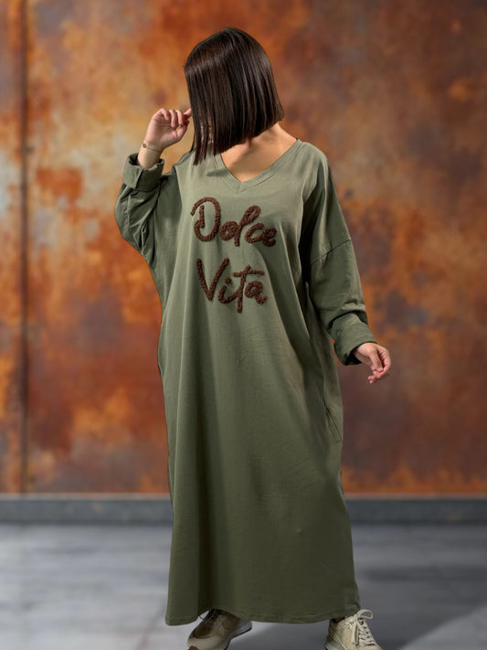NINON - ROBE OVERSIZE KAKI DOLCE VITA JUSQU'A LA TAILLE 54/56