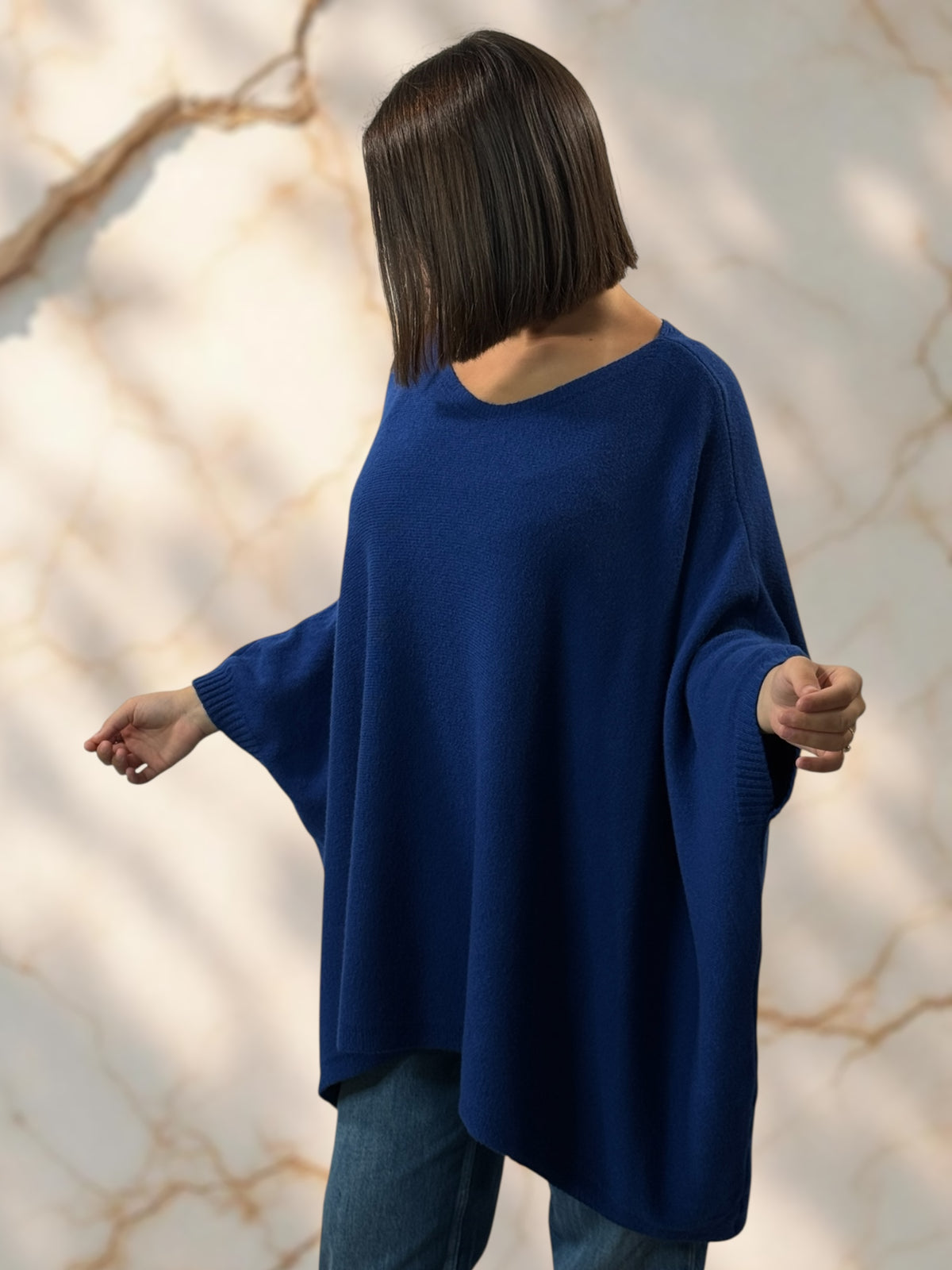NICKO - PULL OVERSIZE BLEU JUSQU'A LA TAILLE 60