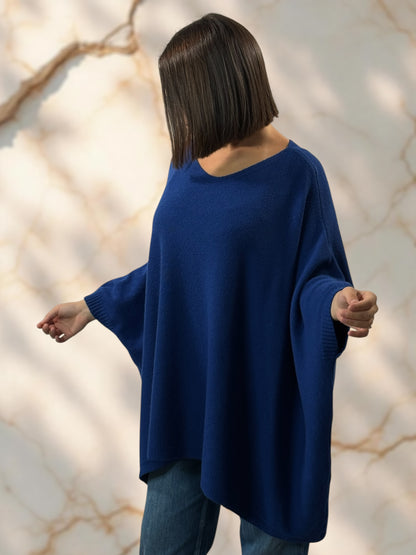 NICKO - PULL OVERSIZE BLEU JUSQU'A LA TAILLE 60