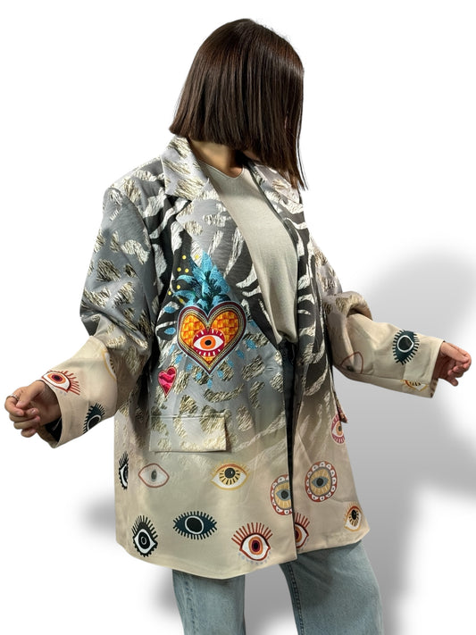 HAPINESS - VESTE OVERSIZE MOTIF JUSQU'A LA TAILLE 52