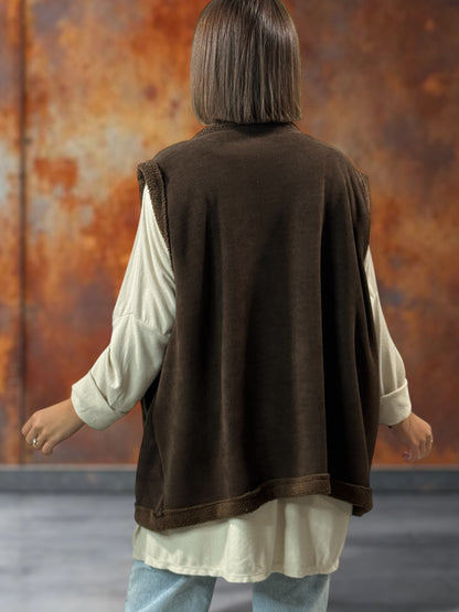 MARINO - GILET EN VELOURS MARRON TAILLE 46/48 A 56