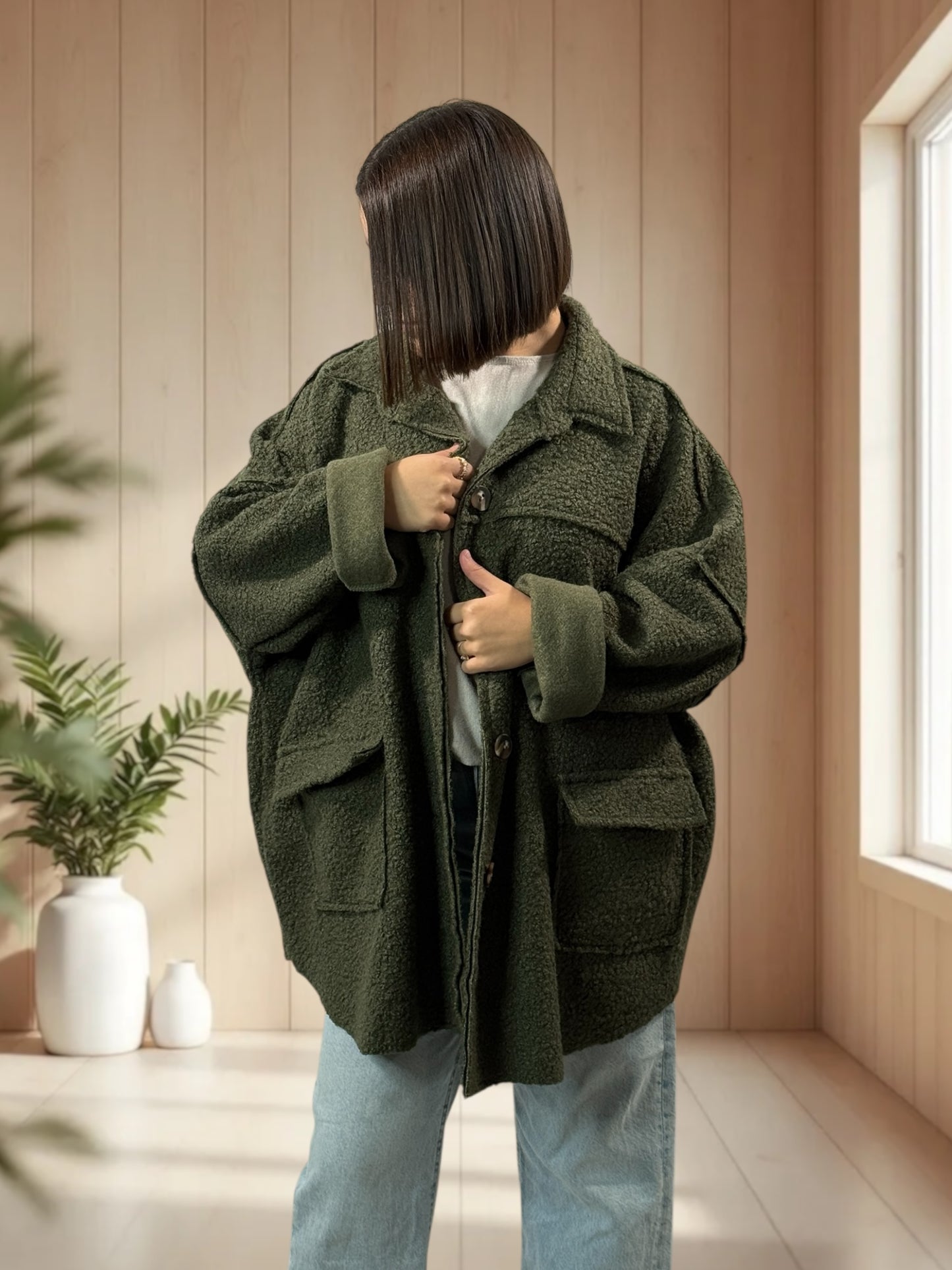 SANTAFEE - VESTE OVERSIZE KAKI JUSQU'A LA TAILLE 54/56