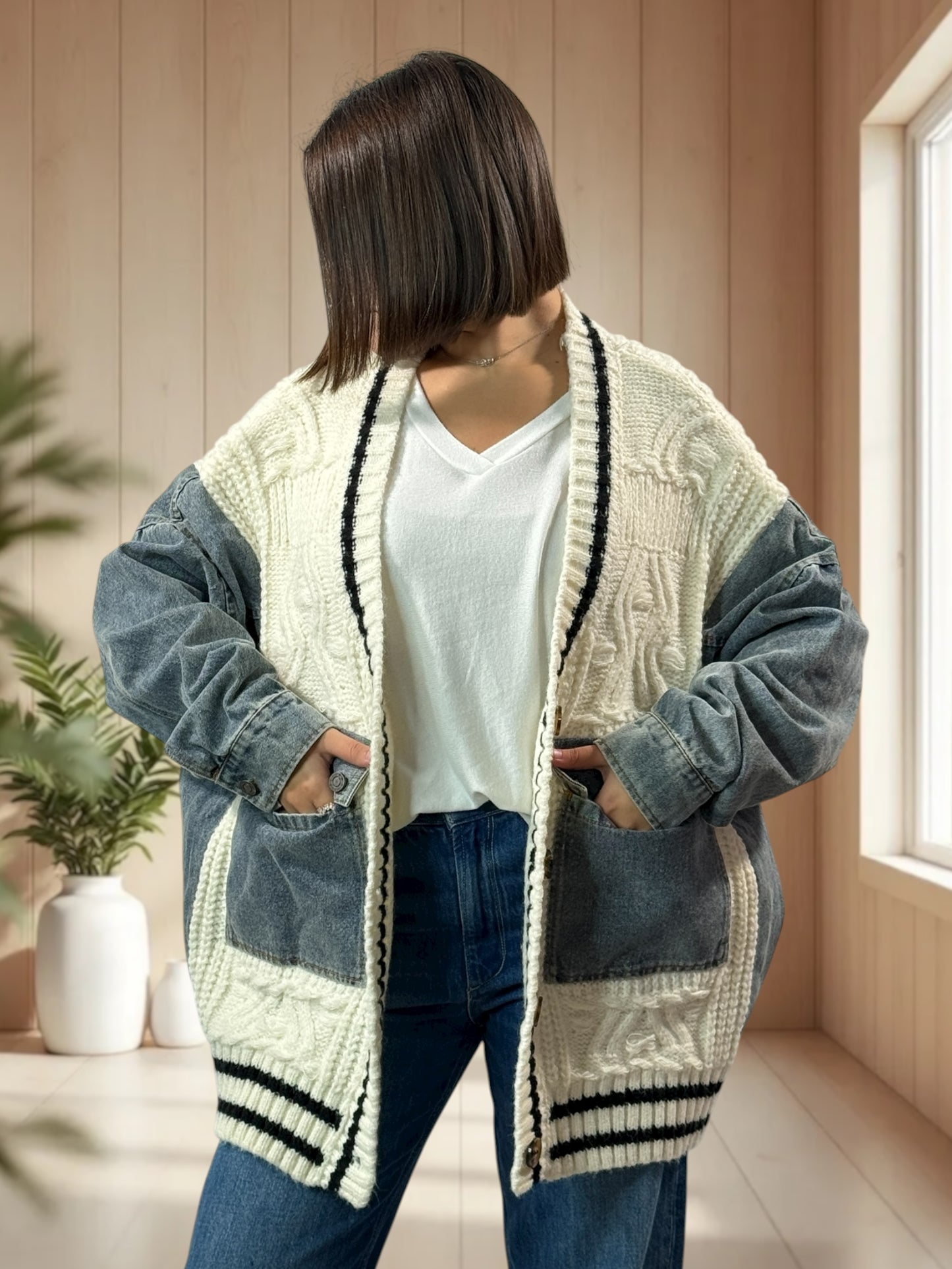 ARTURO - VESTE BLANC CASSE OVERSIZE AVEC JEAN JUSQU'A LA TAILLE 54/56