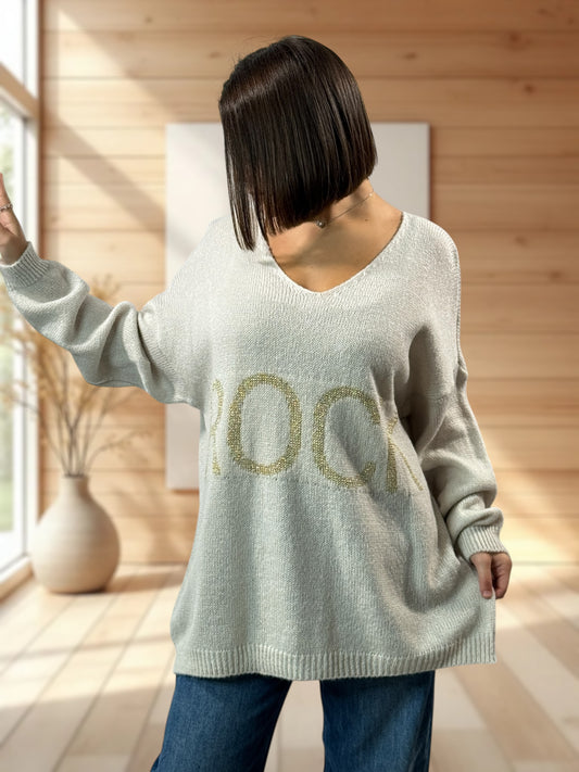 LOULOU - PULL OVERSIZE BEIGE JUSQU'A LA TAILLE 52