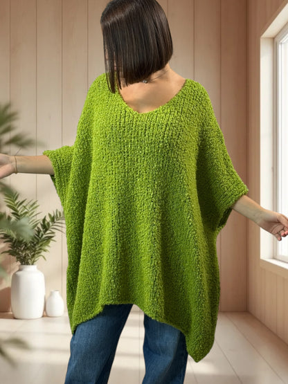 CAMILLE - PULL VERT OVERSIZE JUSQU'A LA TAILLE 58