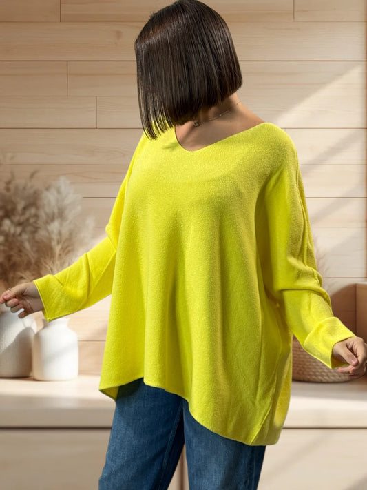 PALOMA - PULL OVERSIZE JAUNE JUSQU'A LA TAILLE 56