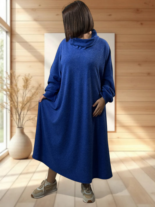MILAN - ROBE OVERSIZE BLEU IMPERIAL JUSQU'A LA TAILLE 60
