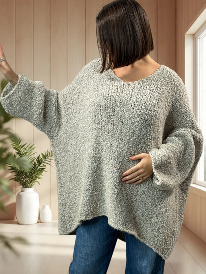 LAETITIA - PULL BLANC CASSE OVERSIZE JUSQU'A LA TAILLE 58