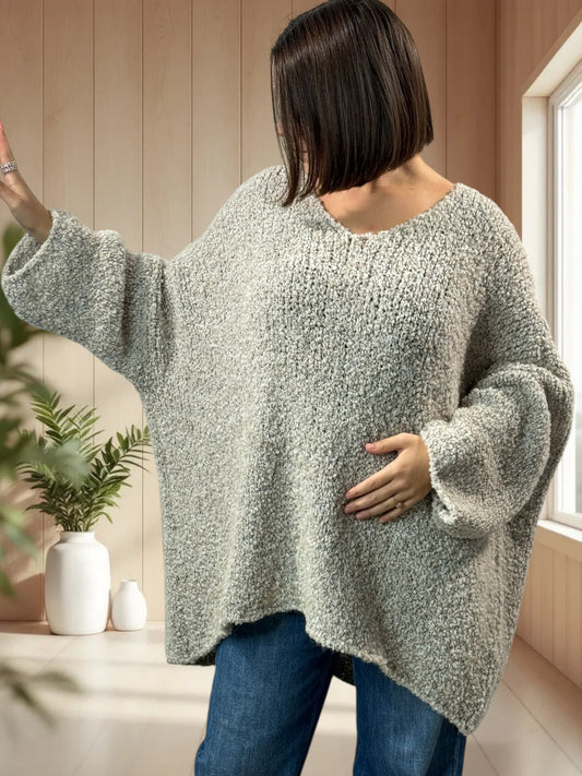 LAETITIA - PULL BLANC CASSE OVERSIZE JUSQU'A LA TAILLE 58
