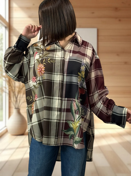 YSOLINE REF5 - CHEMISE OVERSIZE A MOTIF JUSQU'A LA TAILLE 52/54