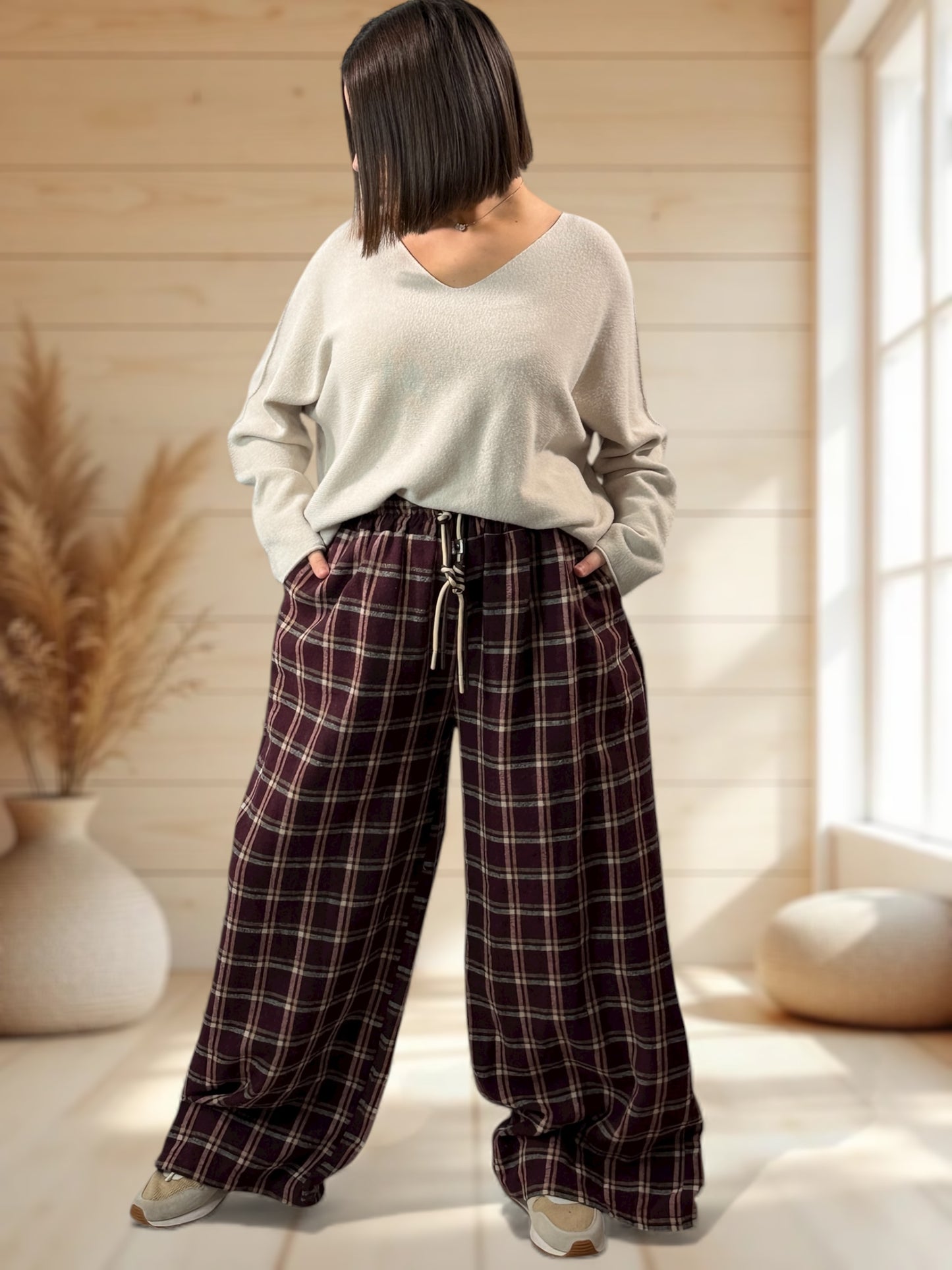 NEWCASTLE - PANTALON ECOSSAIS BORDEAUX JUSQU'A LA TAILLE 52