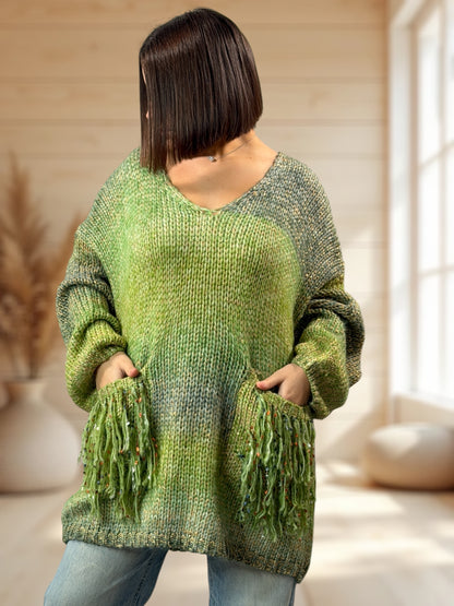 CHACHA REF1 - PULL OVERSIZE VERT AVEC LUREX JUSQU'A LA TAILLE 54/56