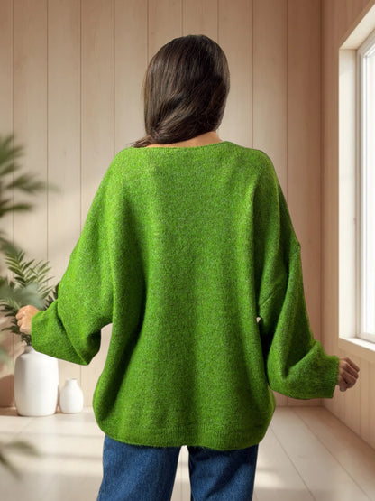 CLAUDIO - PULL VERT LOGO BOHEME JUSQU'A LA TAILLE 54/56